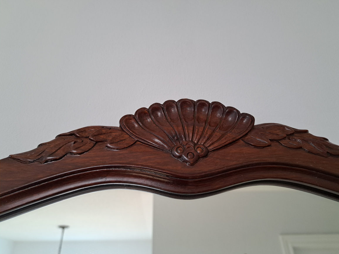 Vintage Hand-carved Chinese Redwood Console Table With Mirror - photo 3