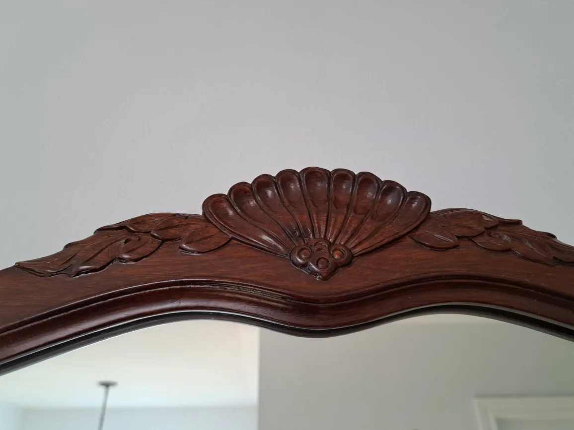 Vintage Hand-carved Chinese Redwood Console Table With Mirror image indicator(3)