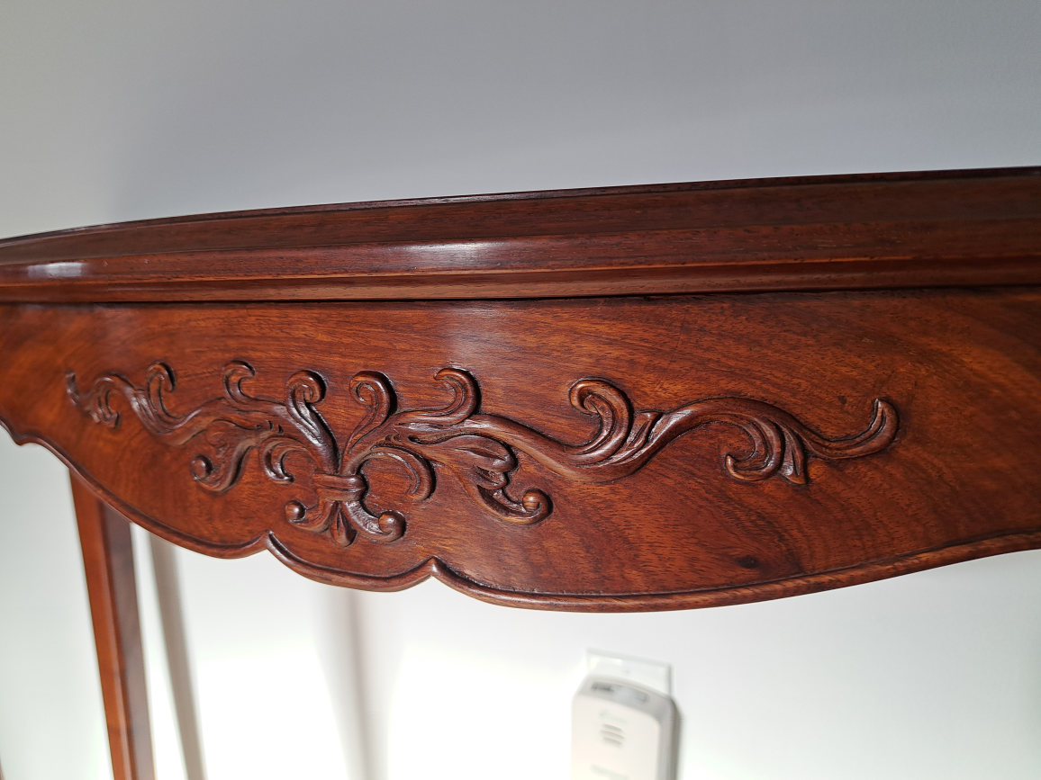 Vintage Hand-carved Chinese Redwood Console Table With Mirror - photo 5