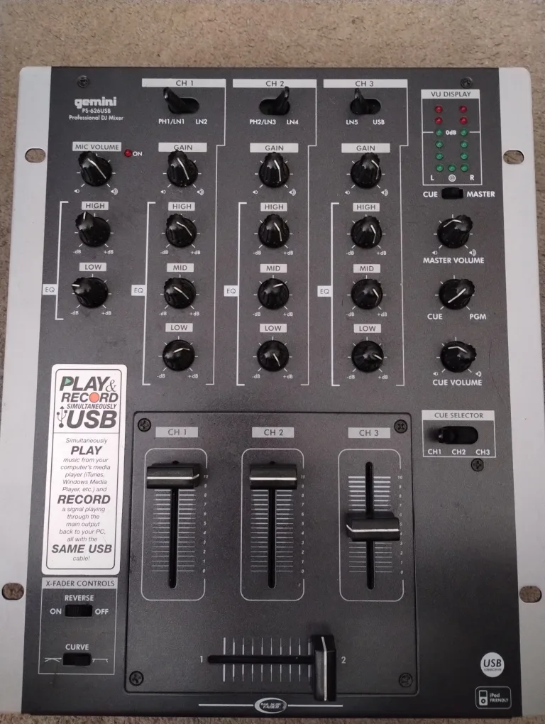 Gemini PS-626USB Professional DJ Mixer image indicator(2)