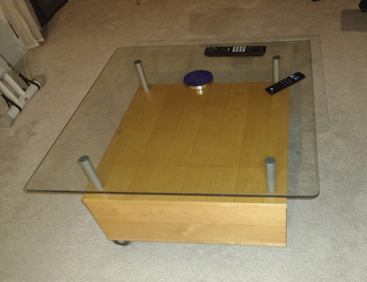 Glass Top Coffee Table with Storage