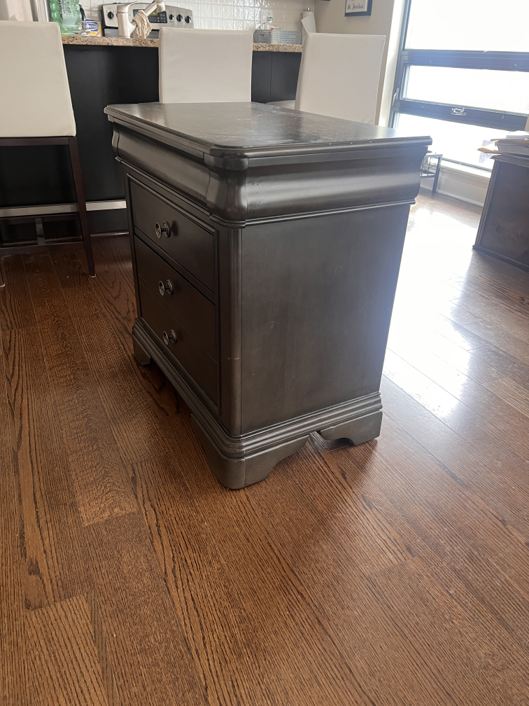 Dark Brown Wooden Three-Drawer Nightstand - photo 2