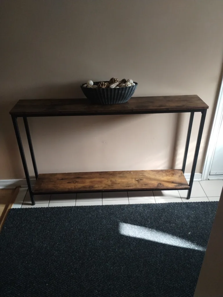 Rustic Console Table with Metal Frame