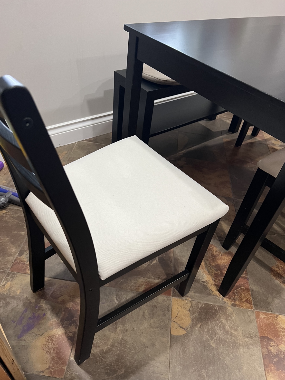Black Dining Table Set with Bench and Four Chairs - photo 4
