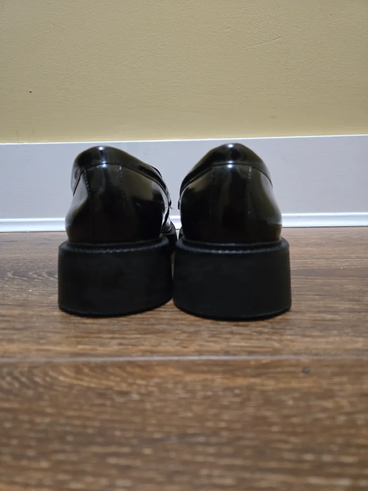 Zara Black Patent Leather Loafers image indicator(2)