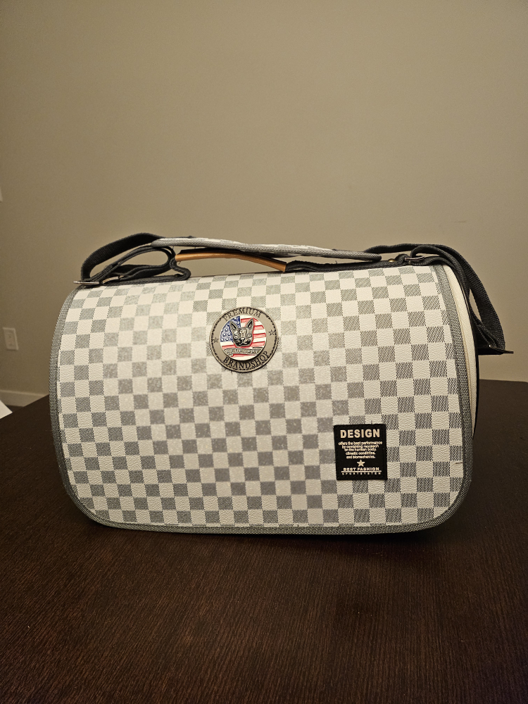 Premium Brands Pet Carrier - Grey and White Checkered