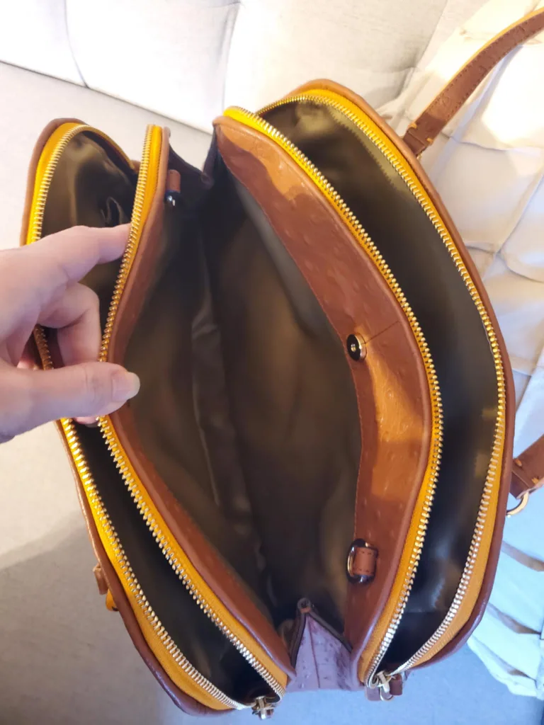 New with tag Coach Burnt Camel Ostrich Leather Handbag image indicator(7)