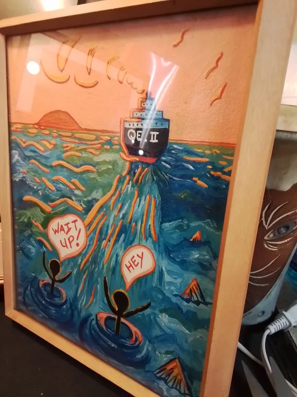 Framed Ocean Scene Original Painting - QE II Signed image indicator(5)