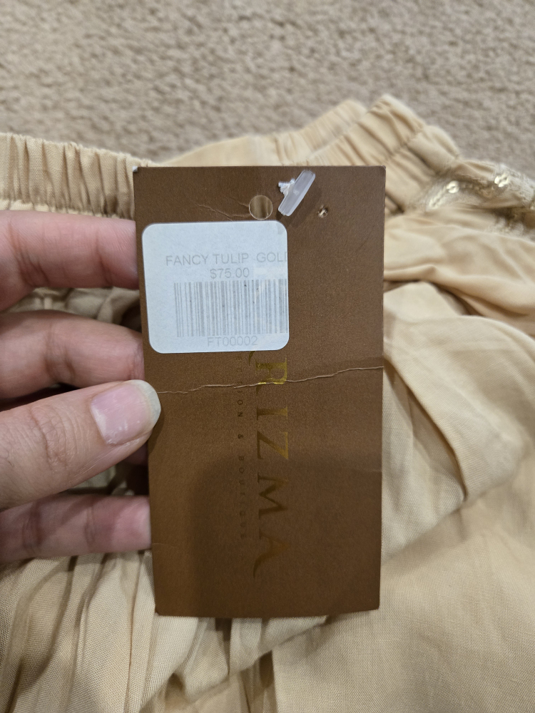 Beige embroidered tulip shalwar, size small - photo 2