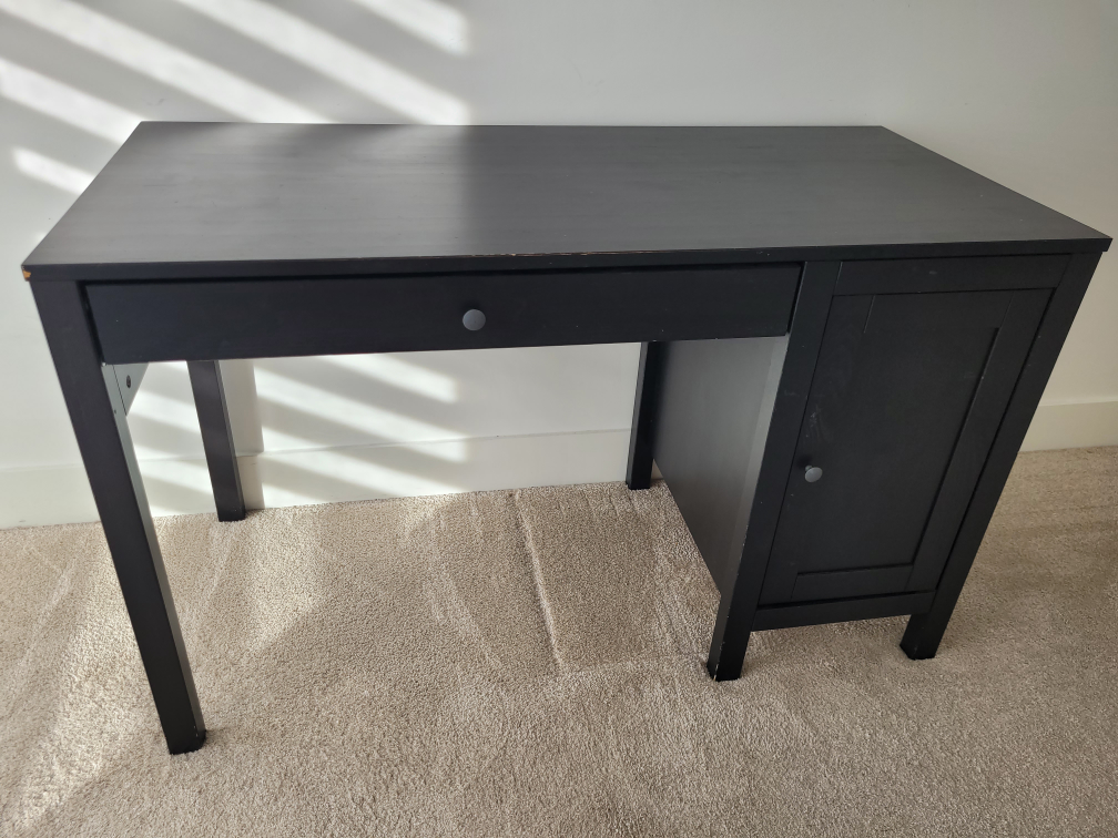 Black IKEA Desk with Cabinet