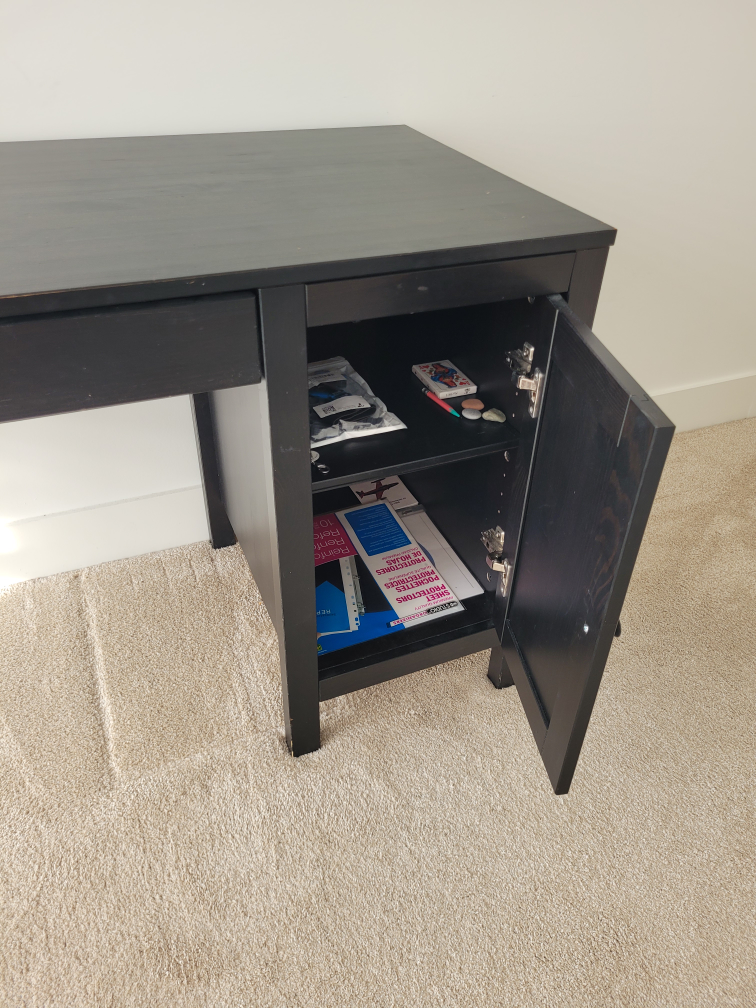 Black IKEA Desk with Cabinet - photo 2