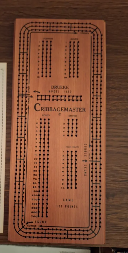 Vintage Druke Cribbagemaster Model 1950 Cribbage Board Game thumbnail