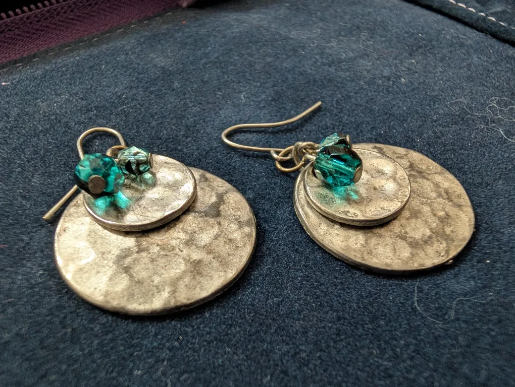 Silver and bronze color Hoop Earring each for 6, both for 10! image indicator(7)