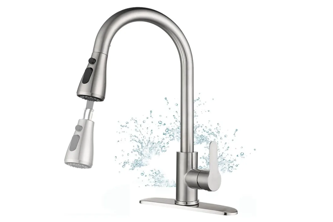 New Brushed Nickel Kitchen Faucet with Pull-Down Sprayer image indicator(2)