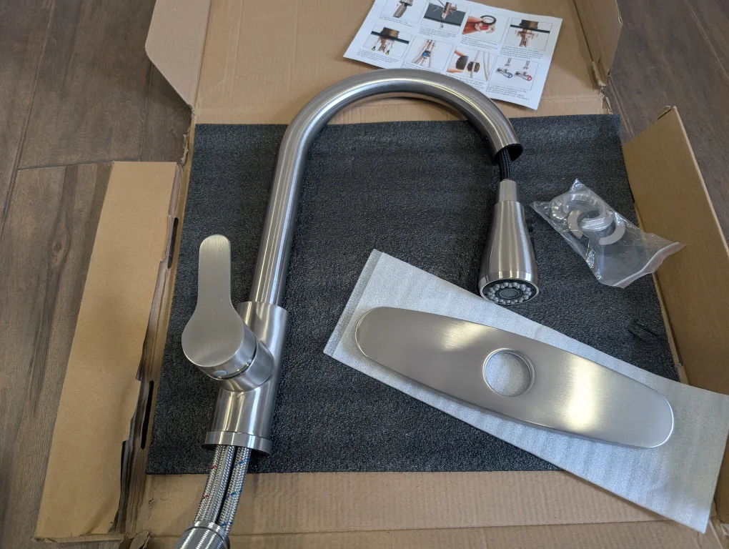 New Brushed Nickel Kitchen Faucet with Pull-Down Sprayer image indicator(5)