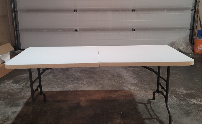 Folding Table - White Plastic Top, Metal Frame