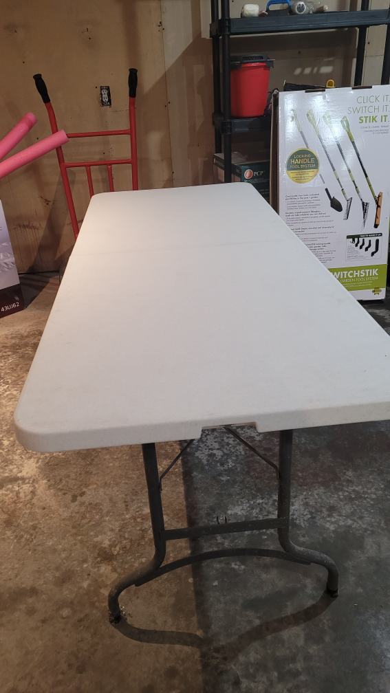 Folding Table - White Plastic Top, Metal Frame - photo 3