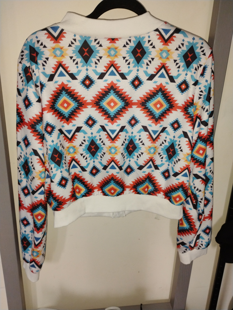 Women's cropped zip-up jacket, Southwestern pattern - photo 2