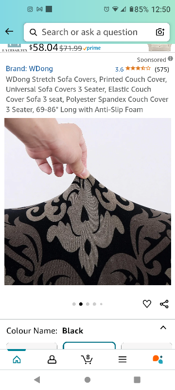 WDong 3 Seater Stretch Sofa Cover, Black