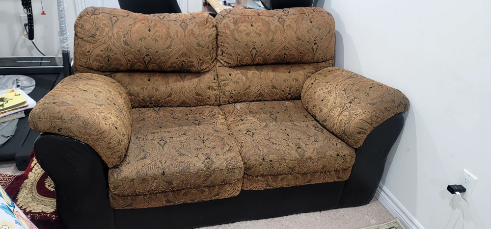 Loveseat - Brown and Black Fabric - photo 2