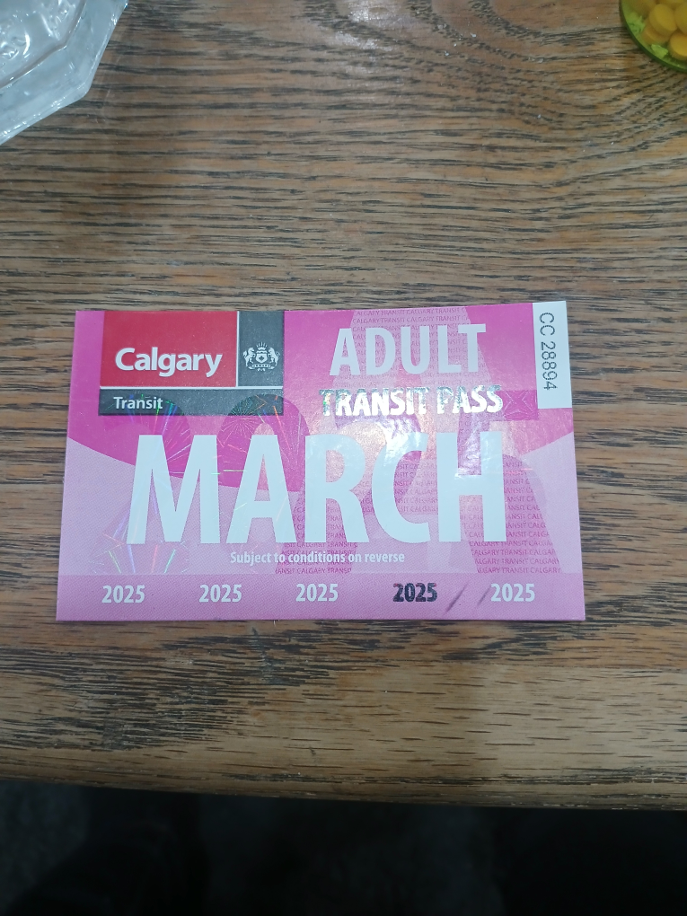 Calgary Transit Adult March 2025 Pass