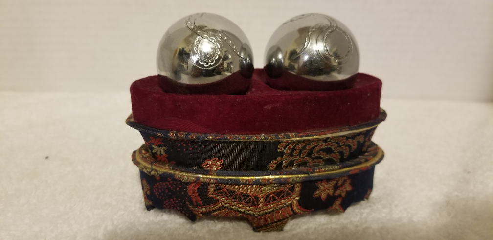Metal Baoding Balls with Engraved Design in Decorative Box