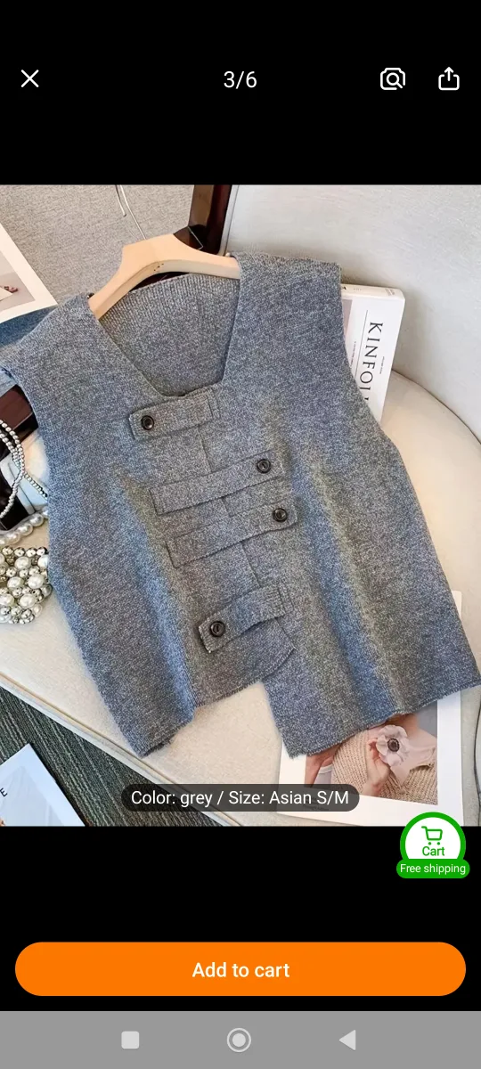 Brand New Women's Light Grey Round Neck Casual Sleeveless Vest image indicator(8)