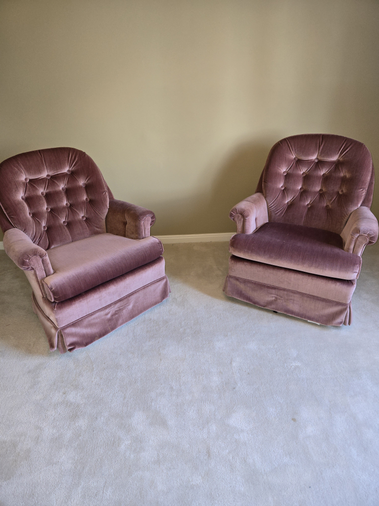 Pair of Vintage Pink Velvet Armchairs
