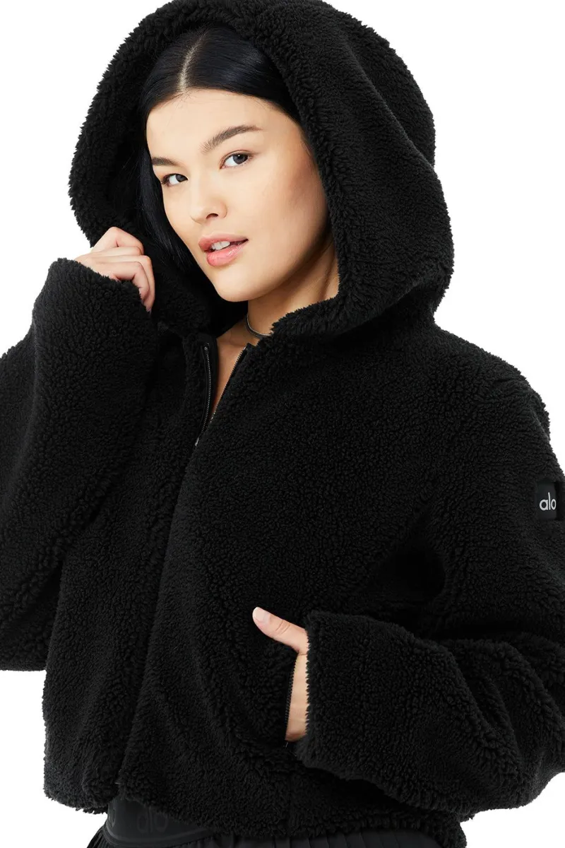 Alo Yoga Black Cropped LA Sherpa Jacket - photo 3