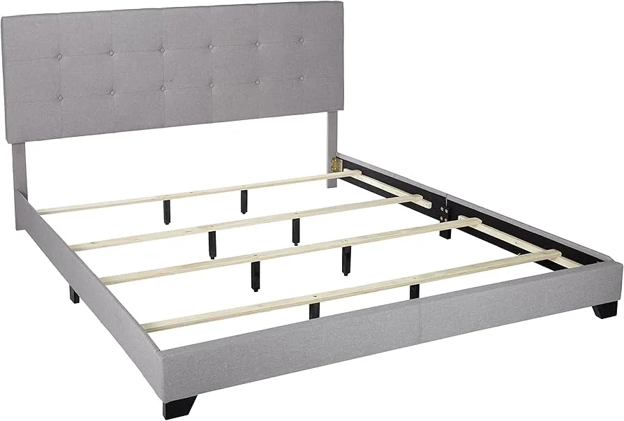 Queen-size Upholstered Bed Frame - Grey image indicator(2)