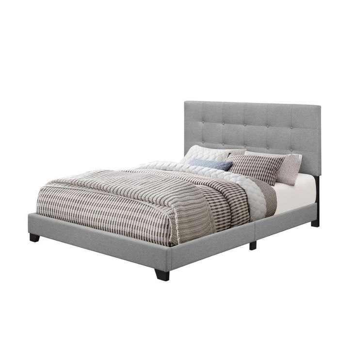 Queen-size Upholstered Bed Frame - Grey - photo 3