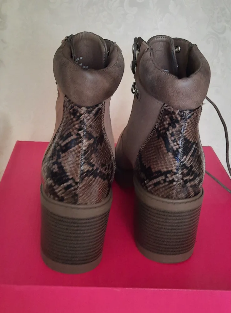 Brown Snake Print Ankle Boots image indicator(2)