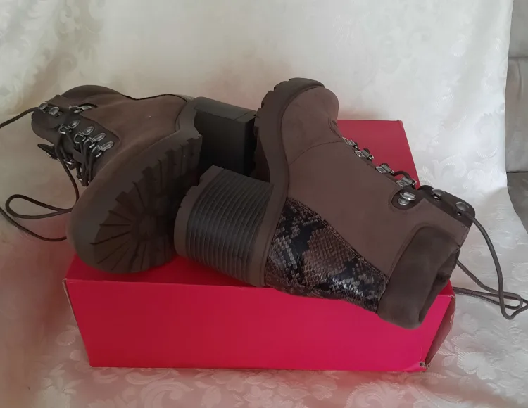 Brown Snake Print Ankle Boots image indicator(4)