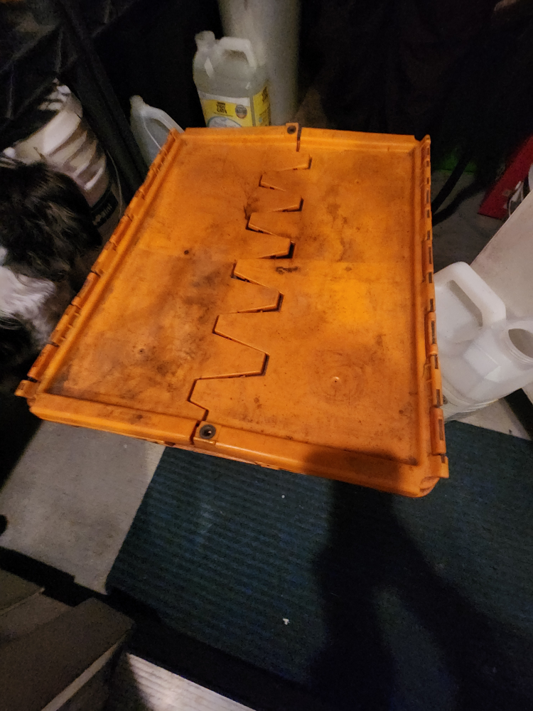 Large Orange Plastic Storage Bin with Lid