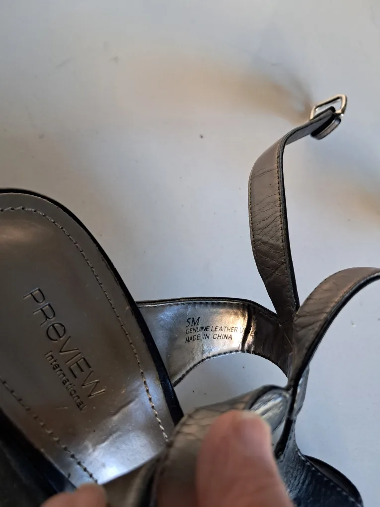 Black Leather Sandals Size 5M image indicator(5)