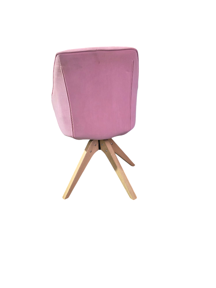 Pink Velvet Swivel Accent Chair with Wooden Legs - photo 2