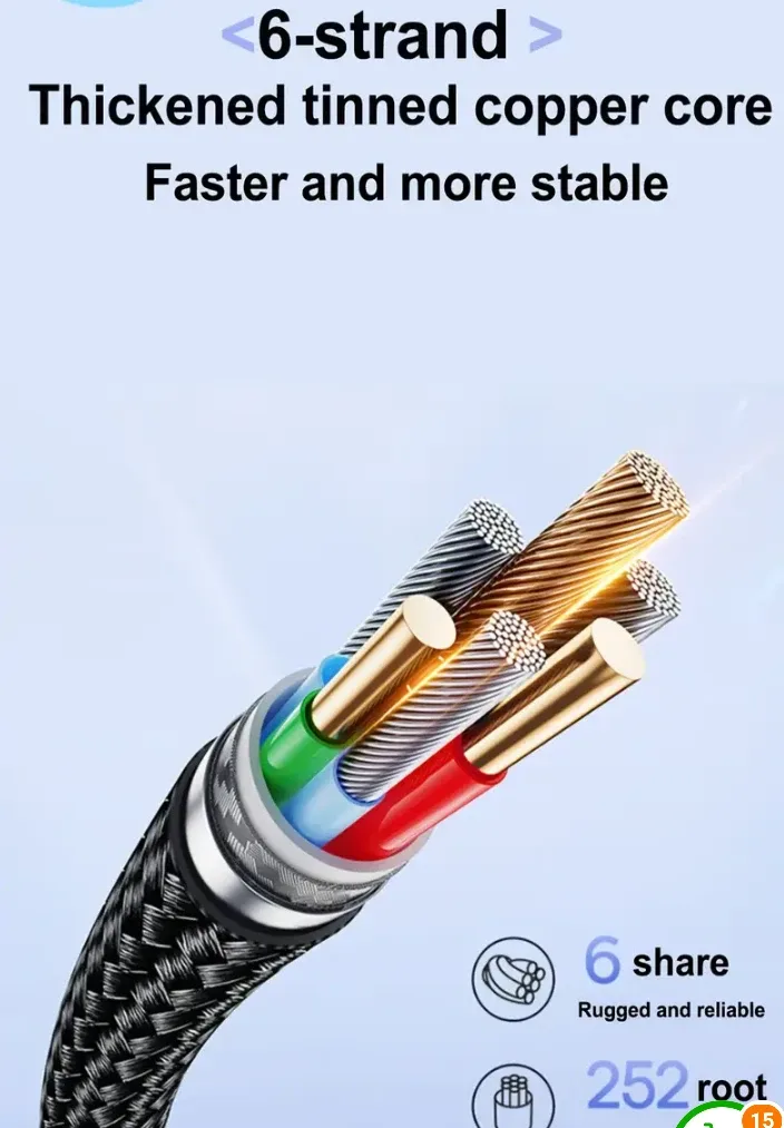 USB-C to USB-C 2m Cable, Fast Charging & Data Transfer image indicator(5)