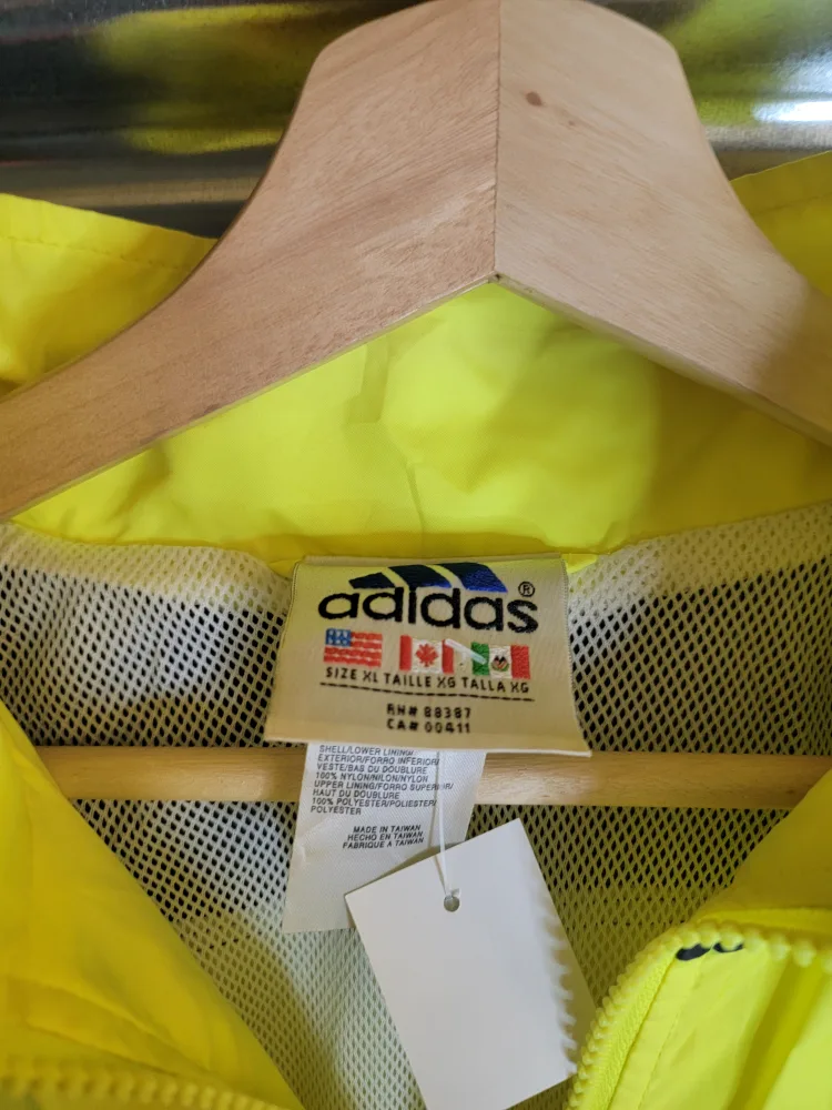 Vintage Adidas Neon Yellow & Navy Jacket - Size XL image indicator(3)