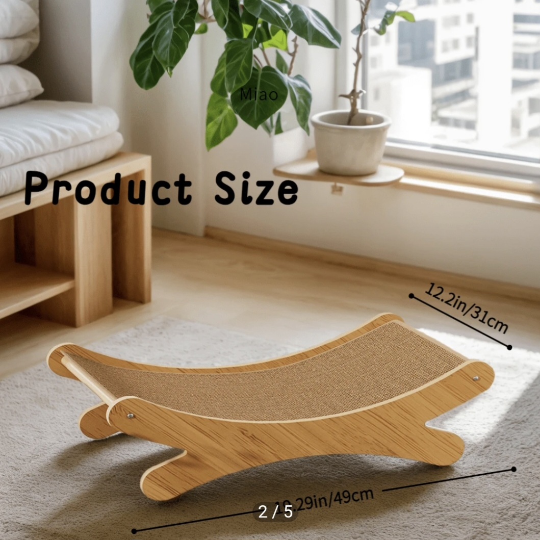 Wooden Cat Scratcher Lounger - photo 2