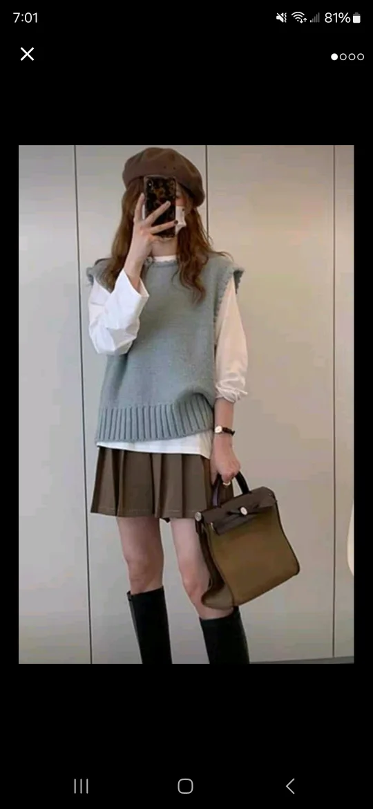 Light Blue Knit Sleeveless Sweater Vest image indicator(2)