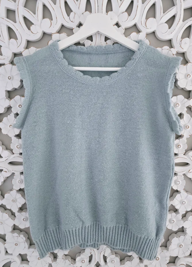 Light Blue Knit Sleeveless Sweater Vest image indicator(3)