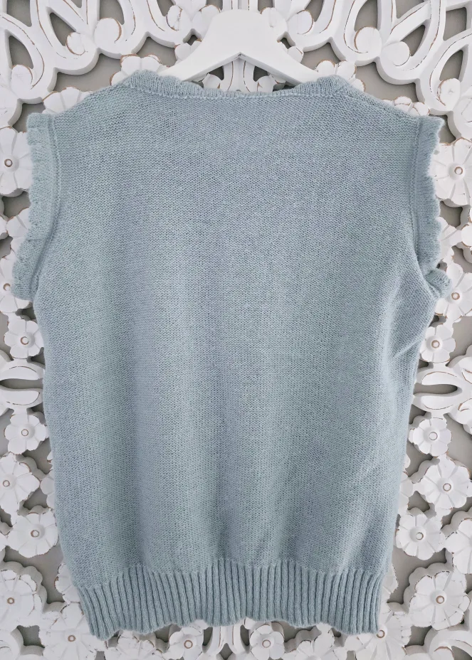 Light Blue Knit Sleeveless Sweater Vest image indicator(4)