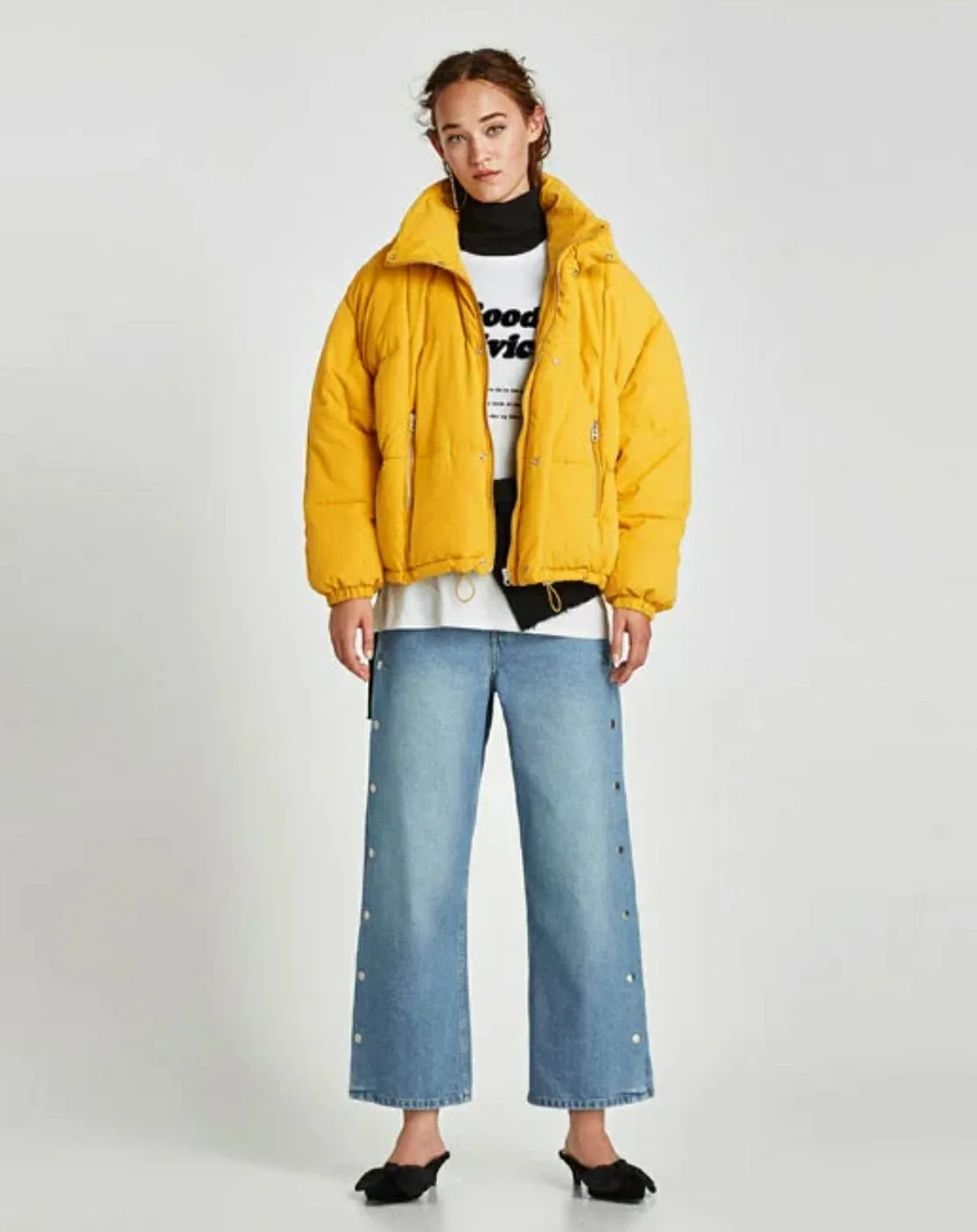 Zara Yellow Puffer Jacket image indicator(7)