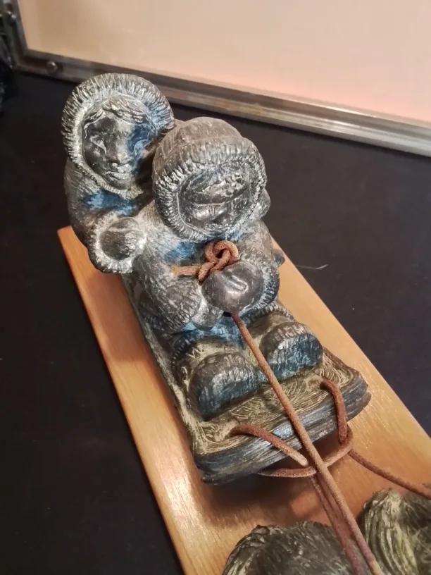 Eskimo Soapstone Carving - Dog Sled Team image indicator(3)