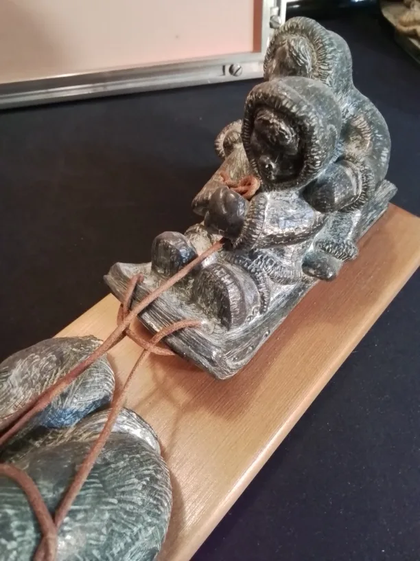 Eskimo Soapstone Carving - Dog Sled Team image indicator(5)