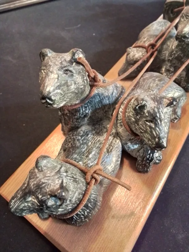 Eskimo Soapstone Carving - Dog Sled Team image indicator(6)