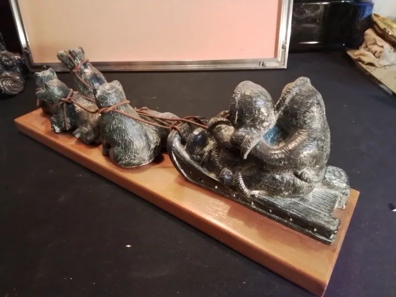 Eskimo Soapstone Carving - Dog Sled Team image indicator(8)