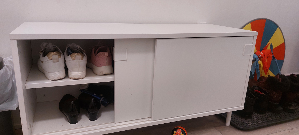 White Shoe Cabinet with Sliding Door