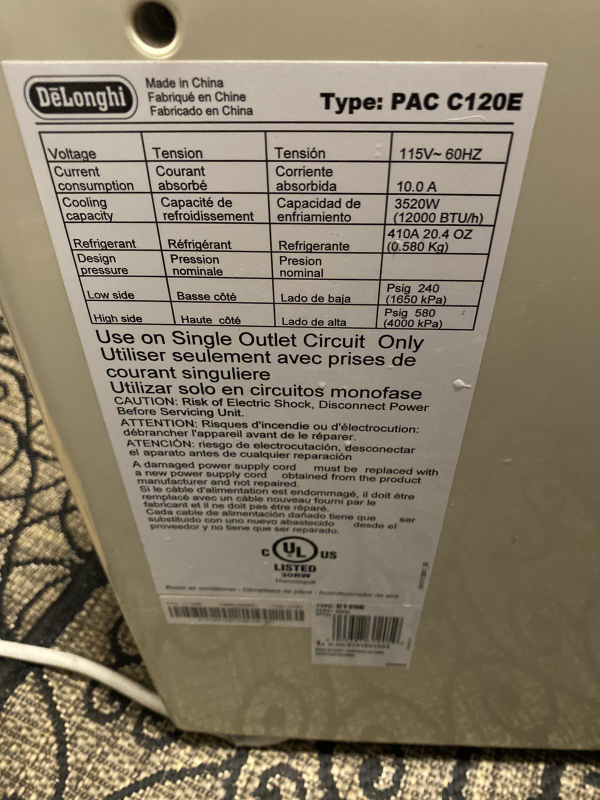 DeLonghi Pinguino Eco Portable Air Conditioner - PAC C120E - photo 3