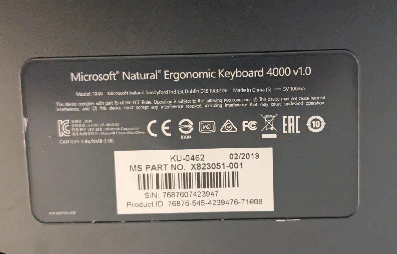 Microsoft Natural Ergonomic Keyboard 4000 v1.0 image indicator(4)